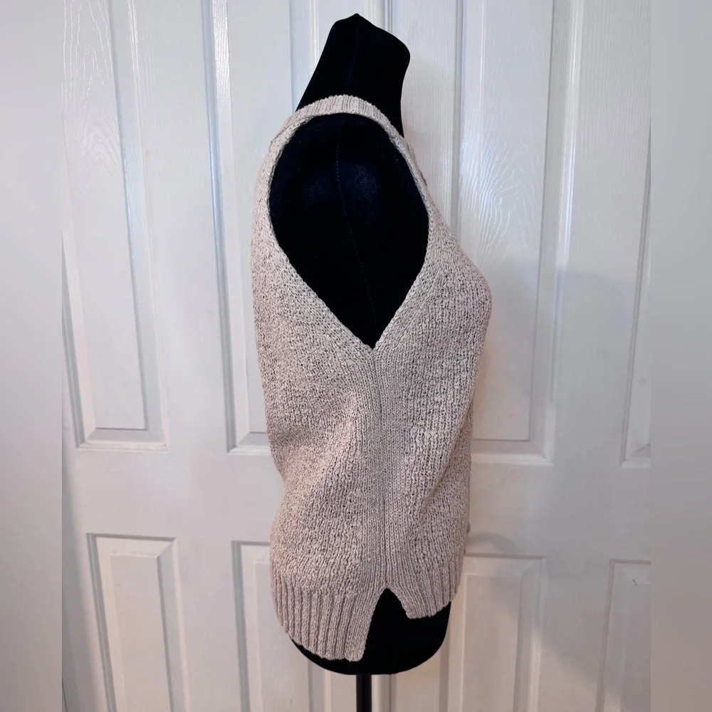 J CREW Sweater Tank Top High Neck Textured Knit Natural Tan Sz S Preppy Vacation - Picture 6 of 11